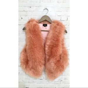 Faux Fur Vest (Salmon Pink!) NWOT